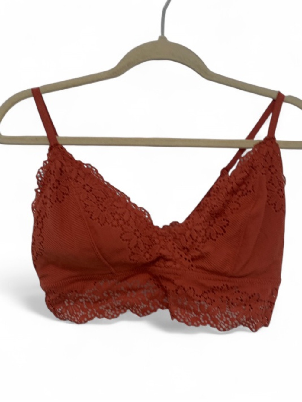 Altar’d State Orange Ribbed Lace Trim Bralette
